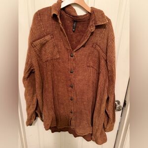 Women's Brown Button Down Shirt